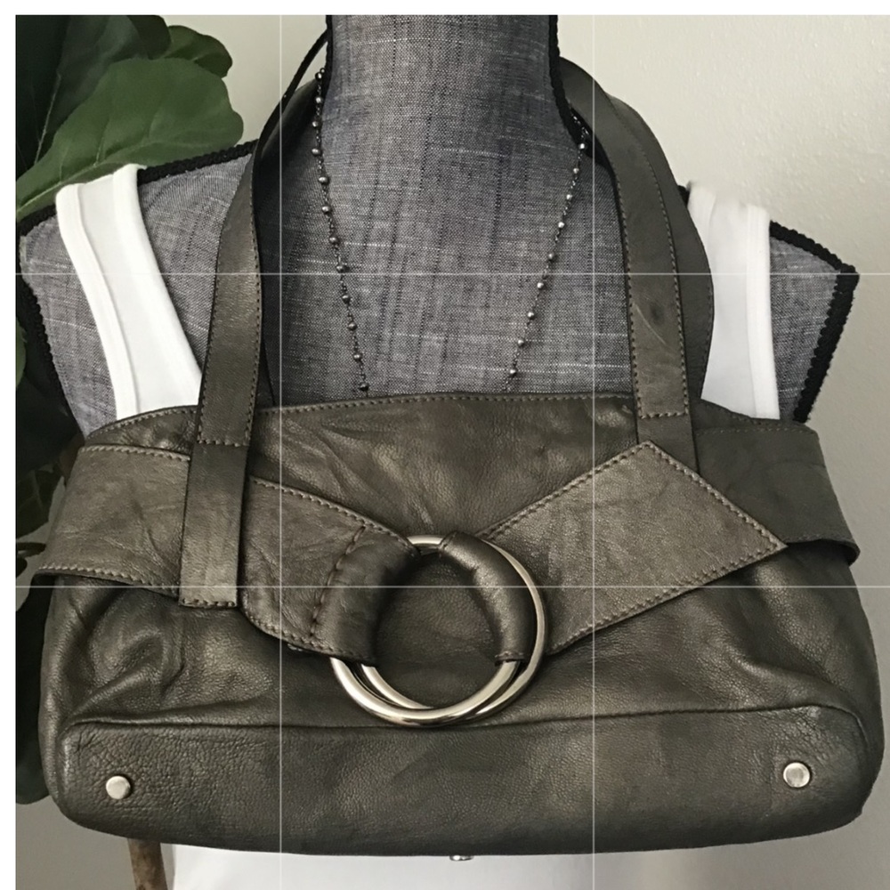 Roberta Gandolfi Pewter Leather Handbag